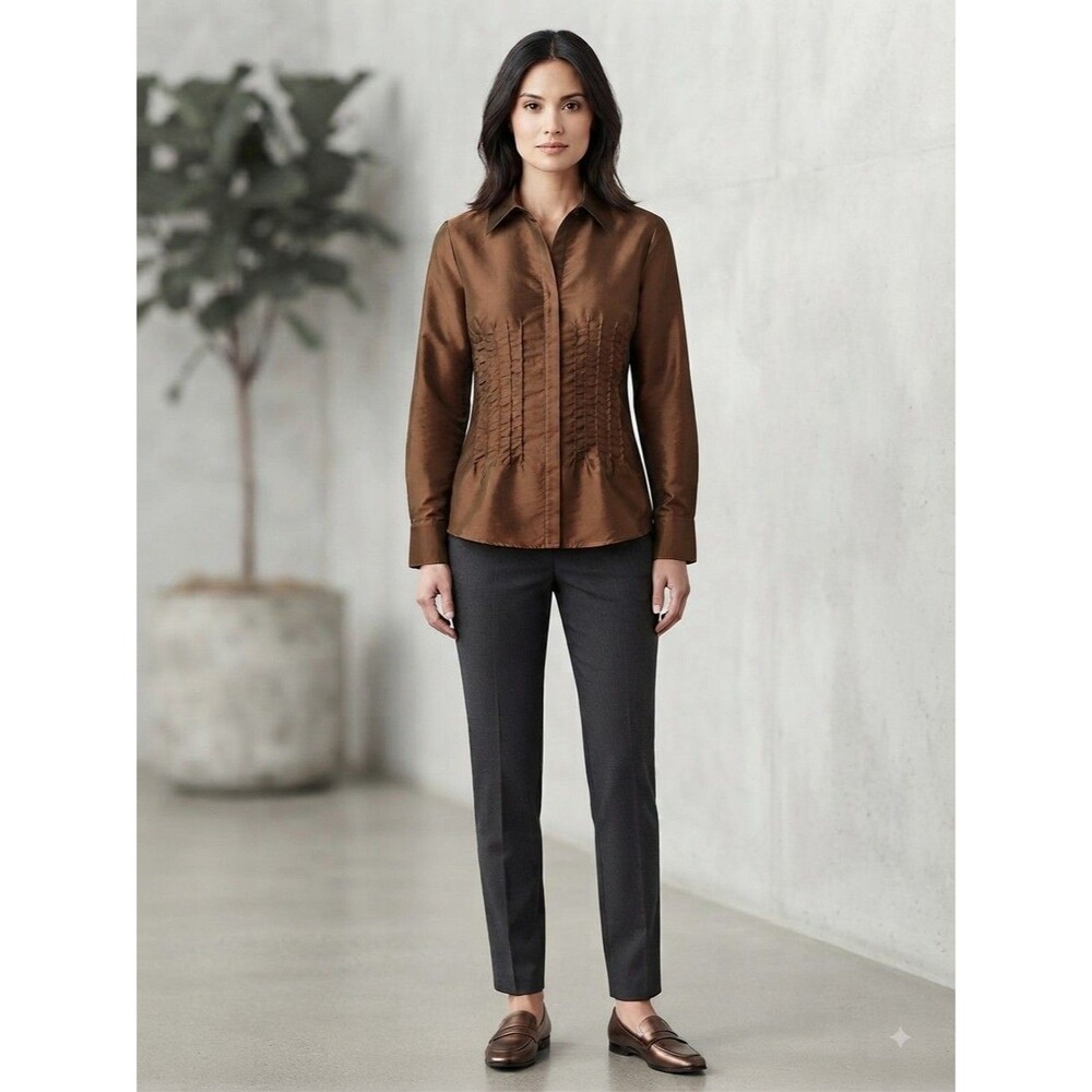 Coldwater Creek Shiny Copper Taffeta Blouse